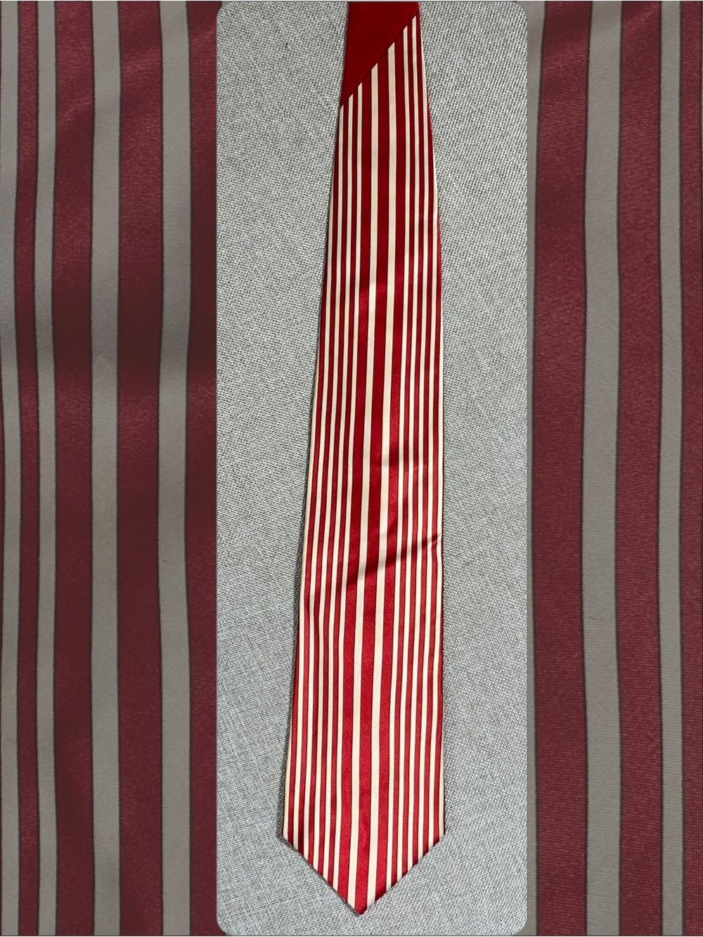 Serica for Barron Gentlemen Silk Tie Red Cream Stripe Italy